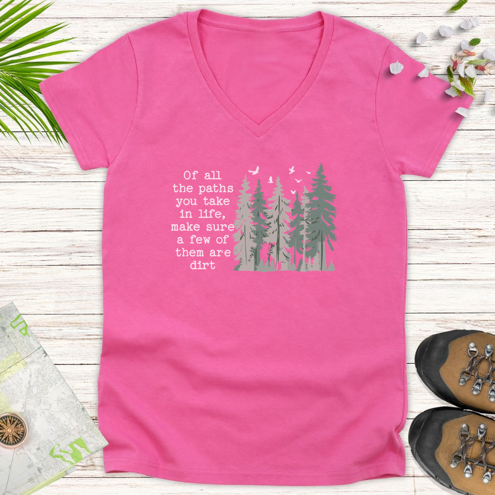 Of All The Paths Women's V-Neck T-Shirt - Azalea