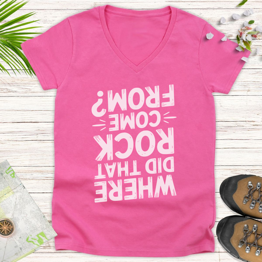 Where Did That Rock Come From Women's V-Neck T-Shirt - Azalea