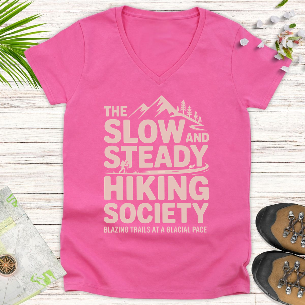 The Slow And Steady Women's V-Neck T-Shirt - Azalea