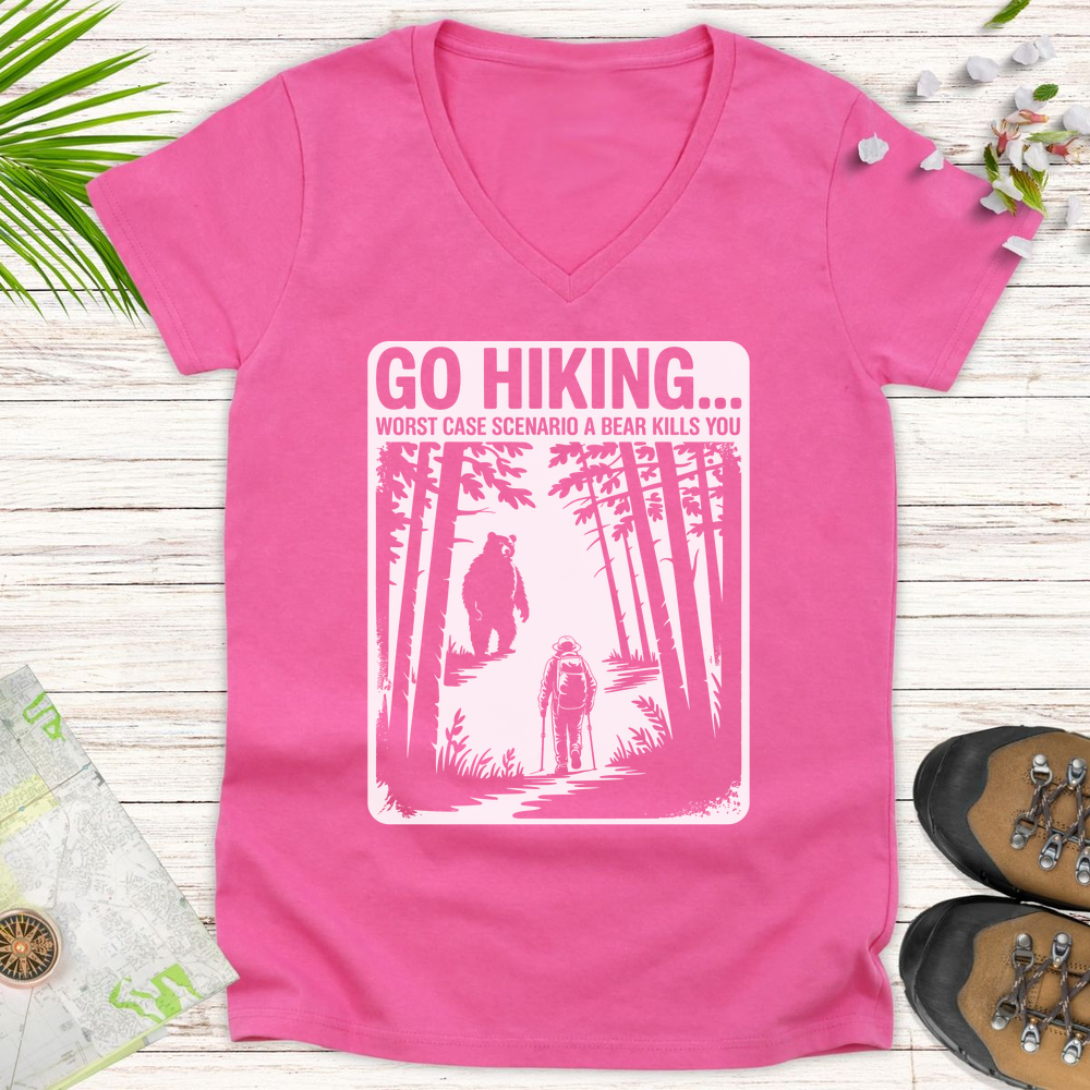 Bear Kills You Women's V-Neck T-Shirt - Azalea