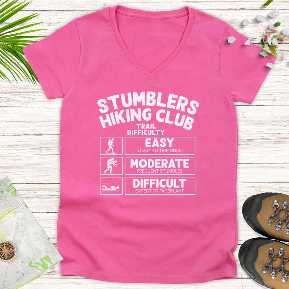 Trail Difficulty Women's V-Neck T-Shirt - Azalea