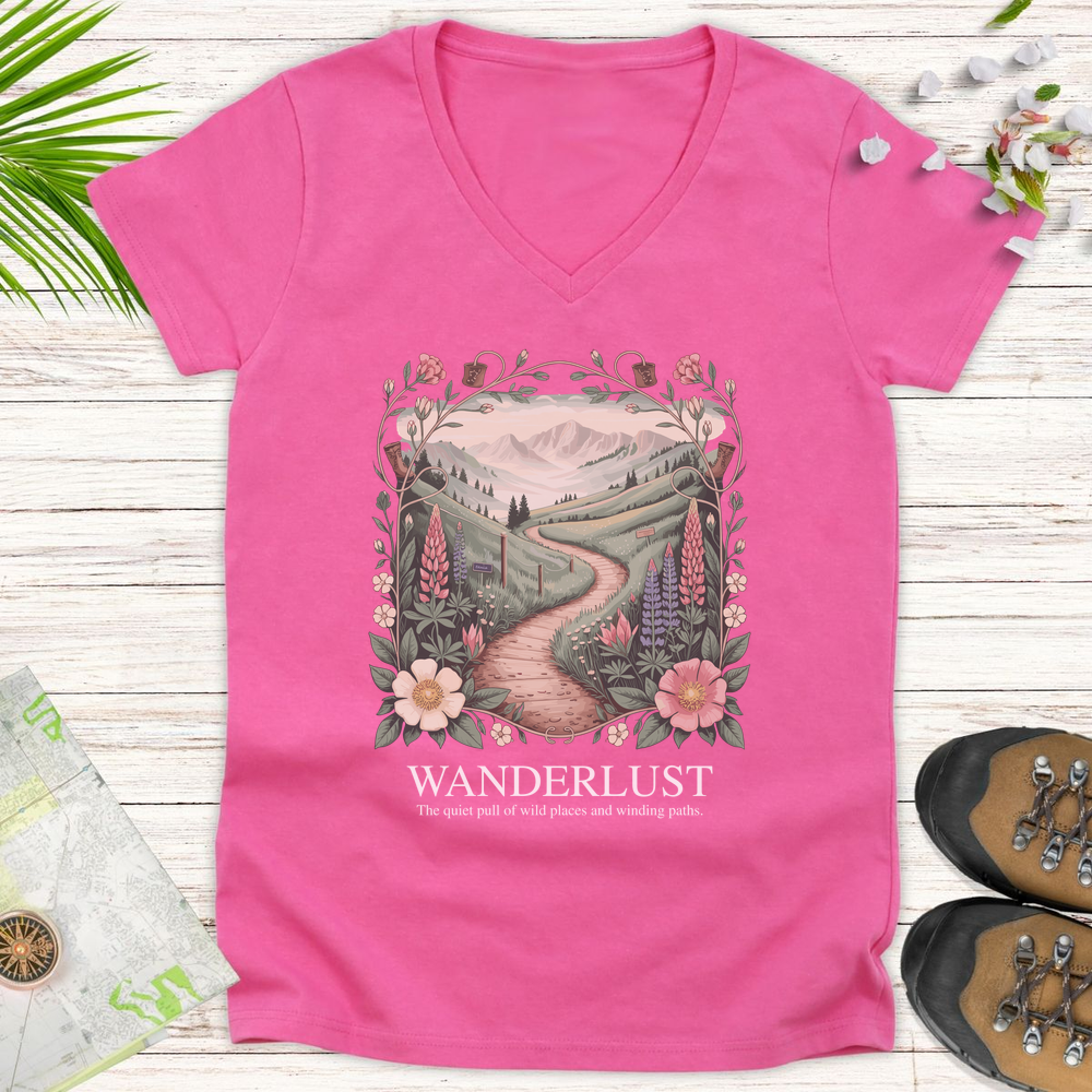Wanderlust Women's V-Neck T-Shirt - Azalea