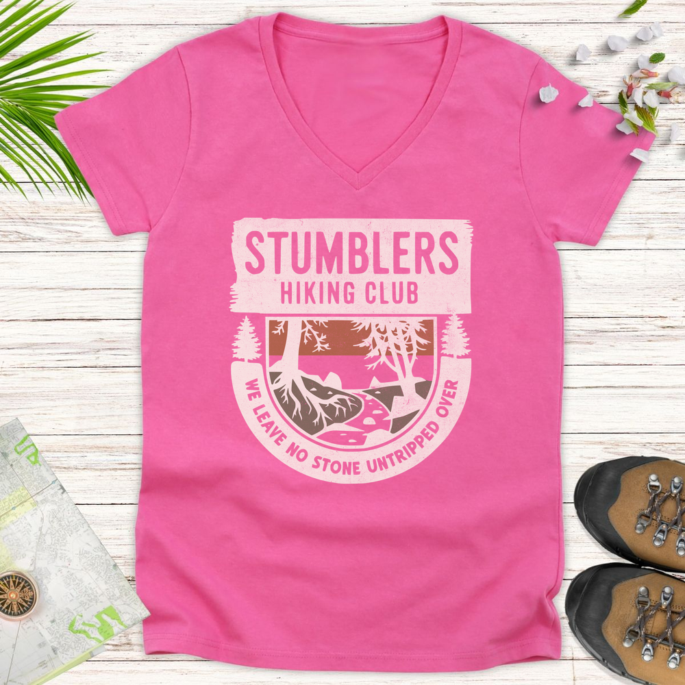 Stumblers Hiking Club Women's V-Neck T-Shirt - Azalea