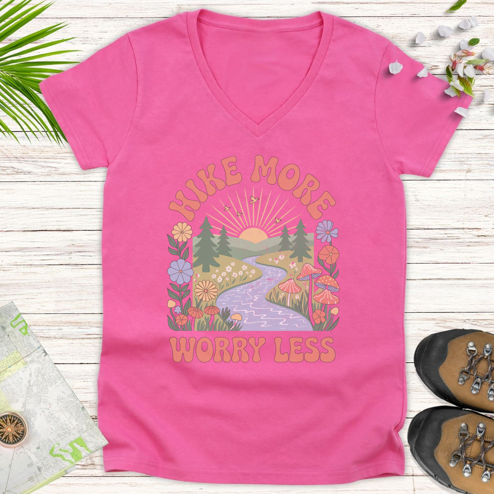 Worry Less Women's V-Neck T-Shirt - Azalea
