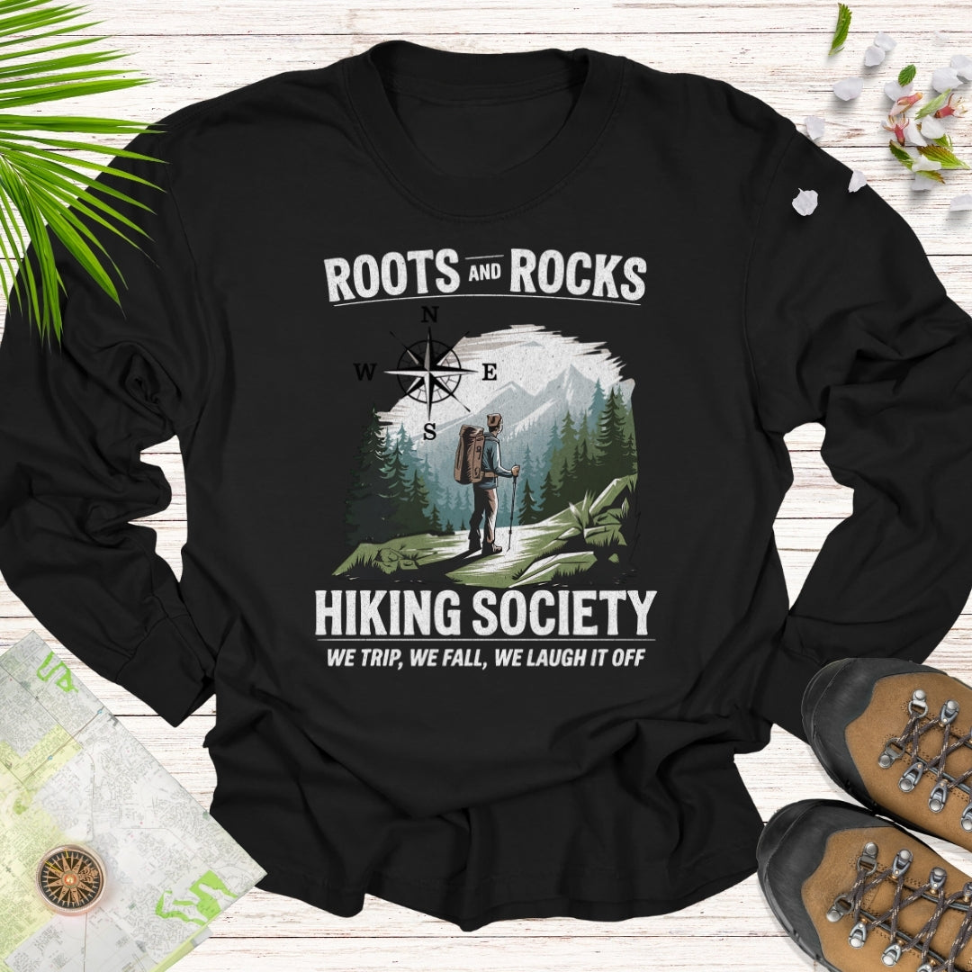 Roots And Rocks Hiking Society Long Sleeve Unisex T-Shirt