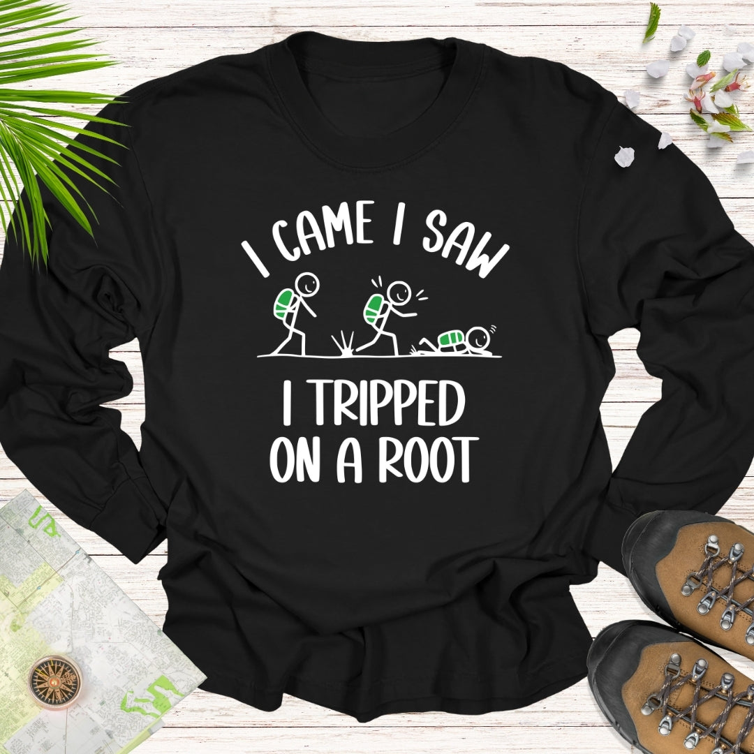 Tripped On A Root Stick Figure Long Sleeve Unisex T-Shirt