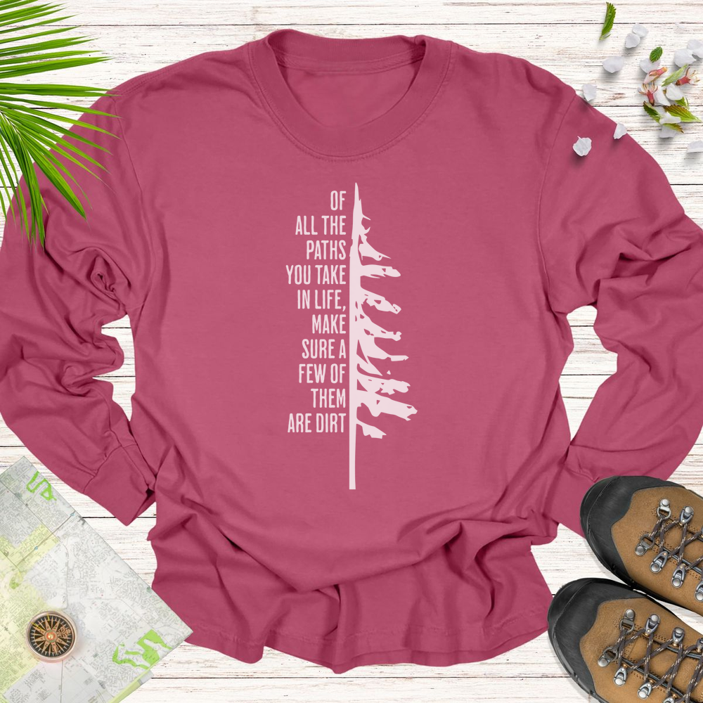 Take The Dirt Path Pine Long Sleeve Unisex T-Shirt - Brick