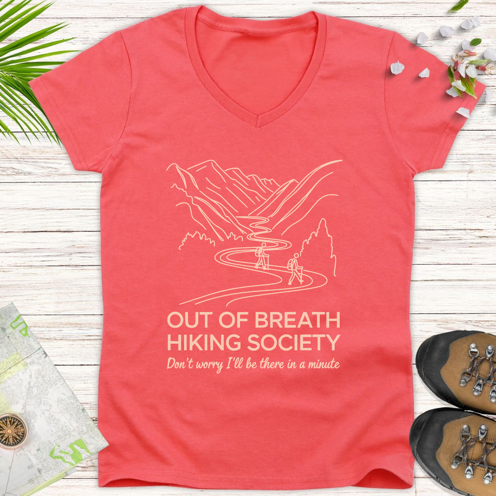 I'll Be There In A Minute Women's V-Neck T-Shirt - Coral Silk