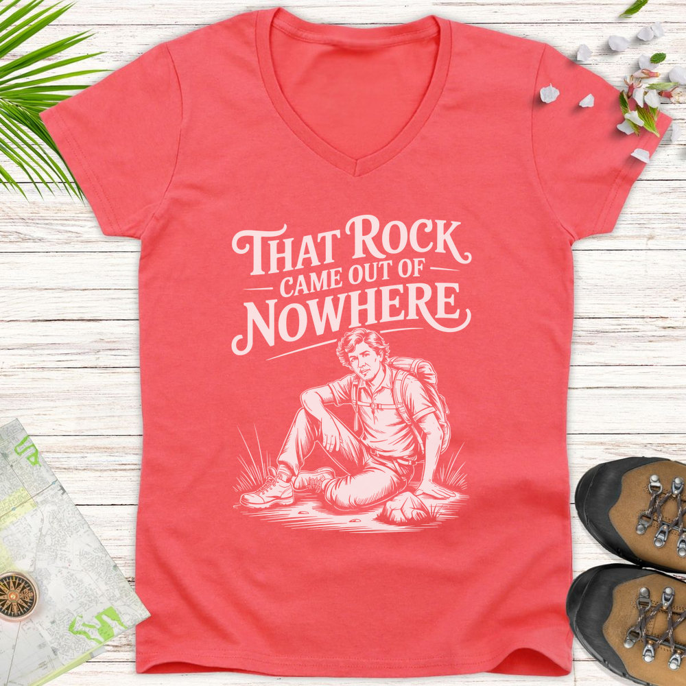 That Rock Came Out Of Nowhere Women's V-Neck T-Shirt - Coral Silk