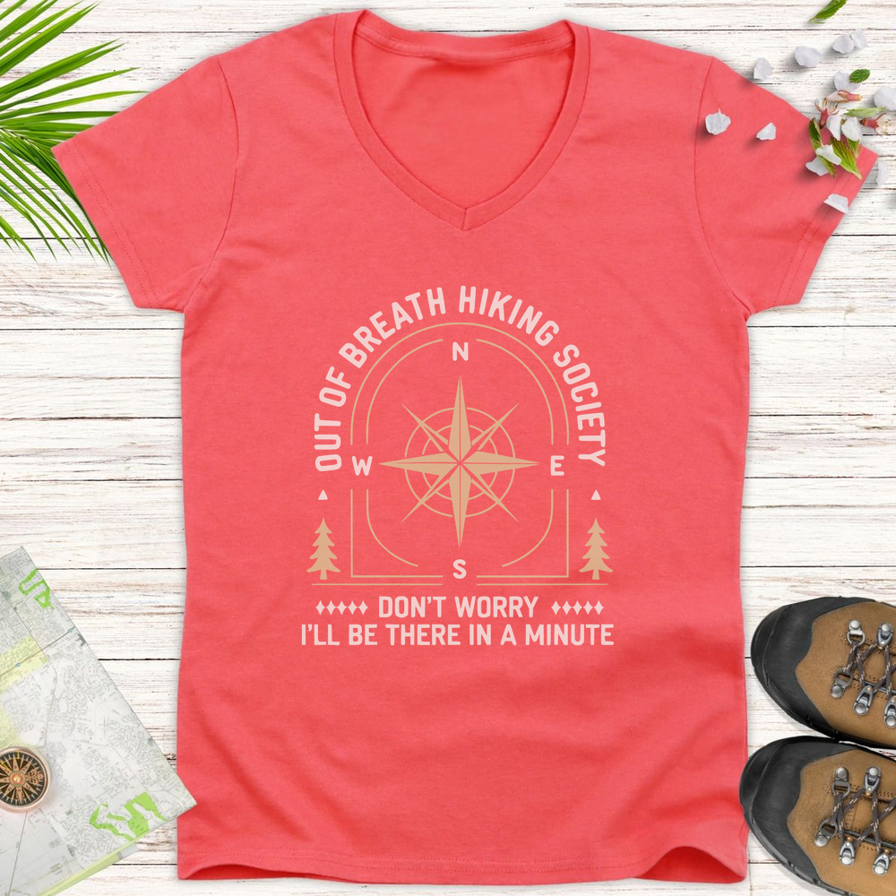 The Out Of Breath Society Women's V-Neck T-Shirt - Coral Silk