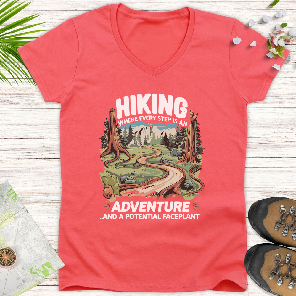 Potential Faceplant Women's V-Neck T-Shirt - Coral Silk