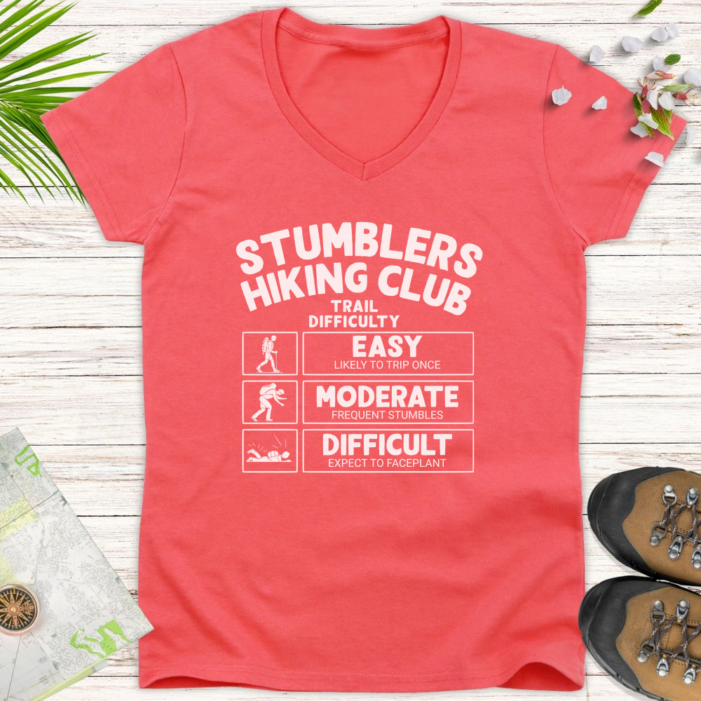 Trail Difficulty Women's V-Neck T-Shirt - Coral Silk
