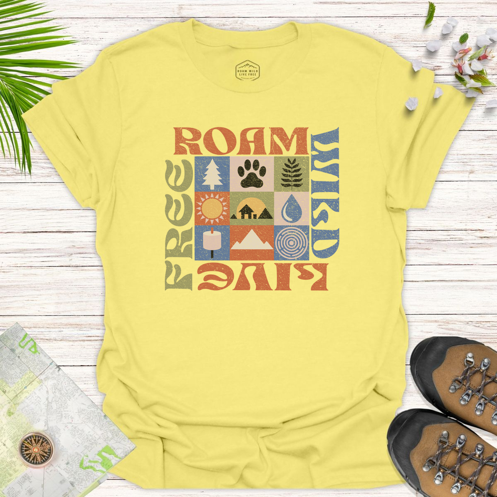 Roam Wild Retro Modern Unisex T-Shirt - Cornsilk