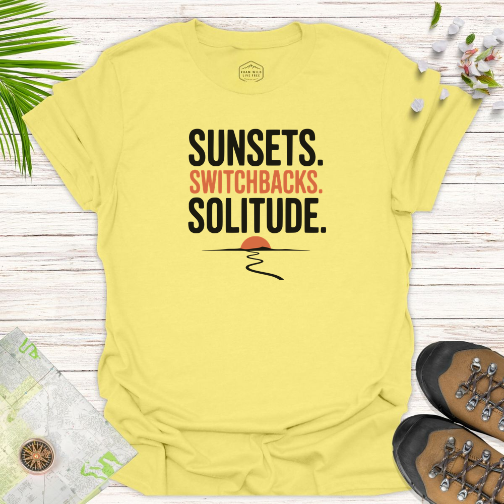 Sunsets Switchbacks Solitude Unisex T-Shirt - Cornsilk