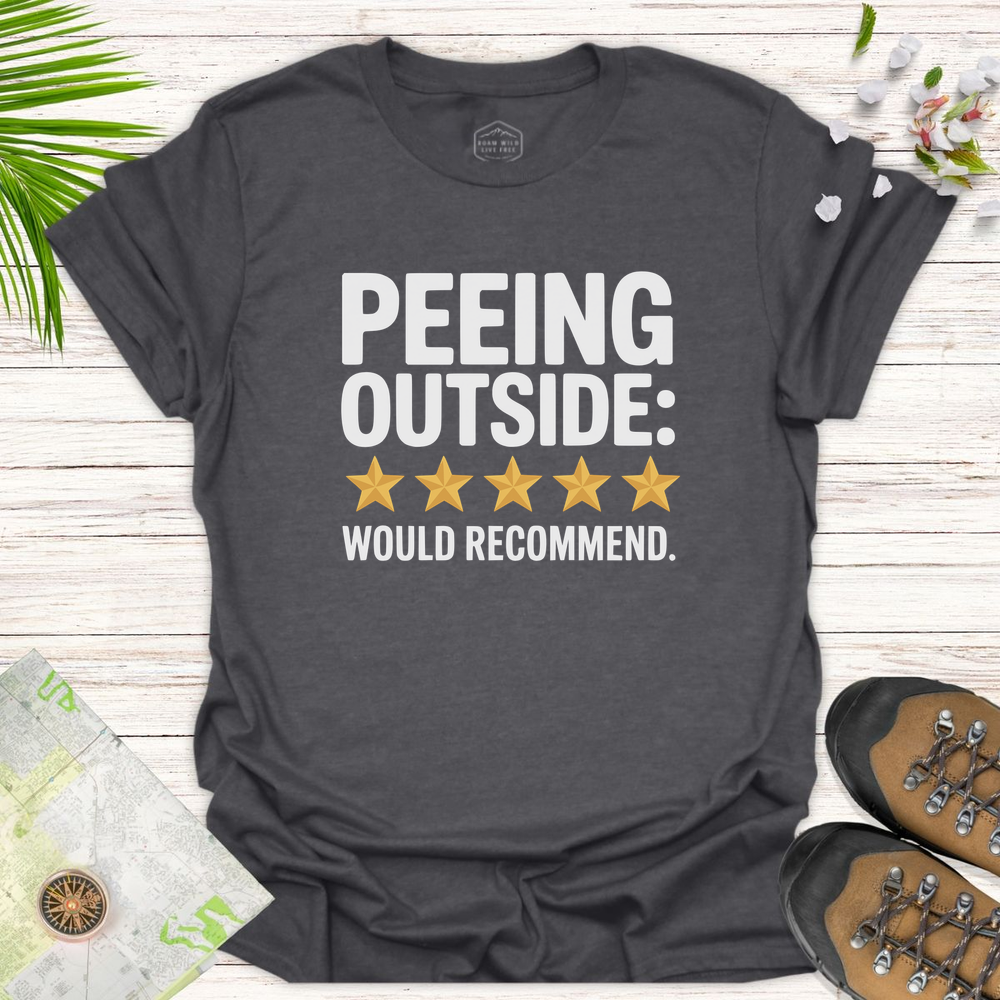 Peeing Outside Review Unisex T-Shirt - Dark Heather Grey