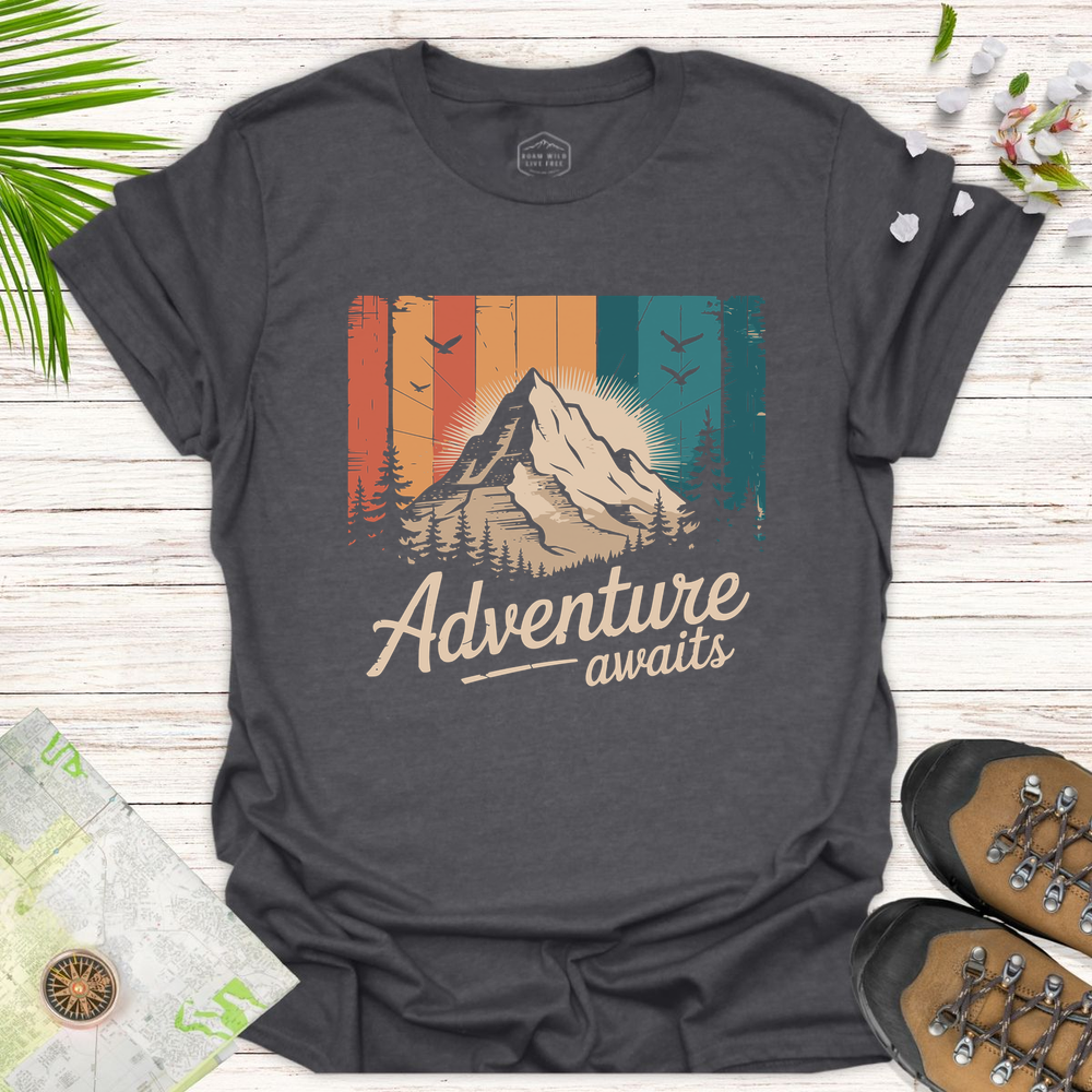 Adventure Awaits Vintage Unisex T-Shirt - Dark Heather Grey