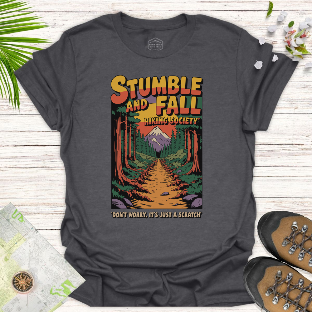 Stumble And Fall Retro Unisex T-Shirt - Dark Heather Grey