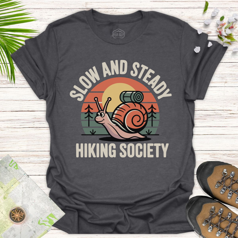 Slow And Steady Snail Unisex T-Shirt - Dark Heather Grey