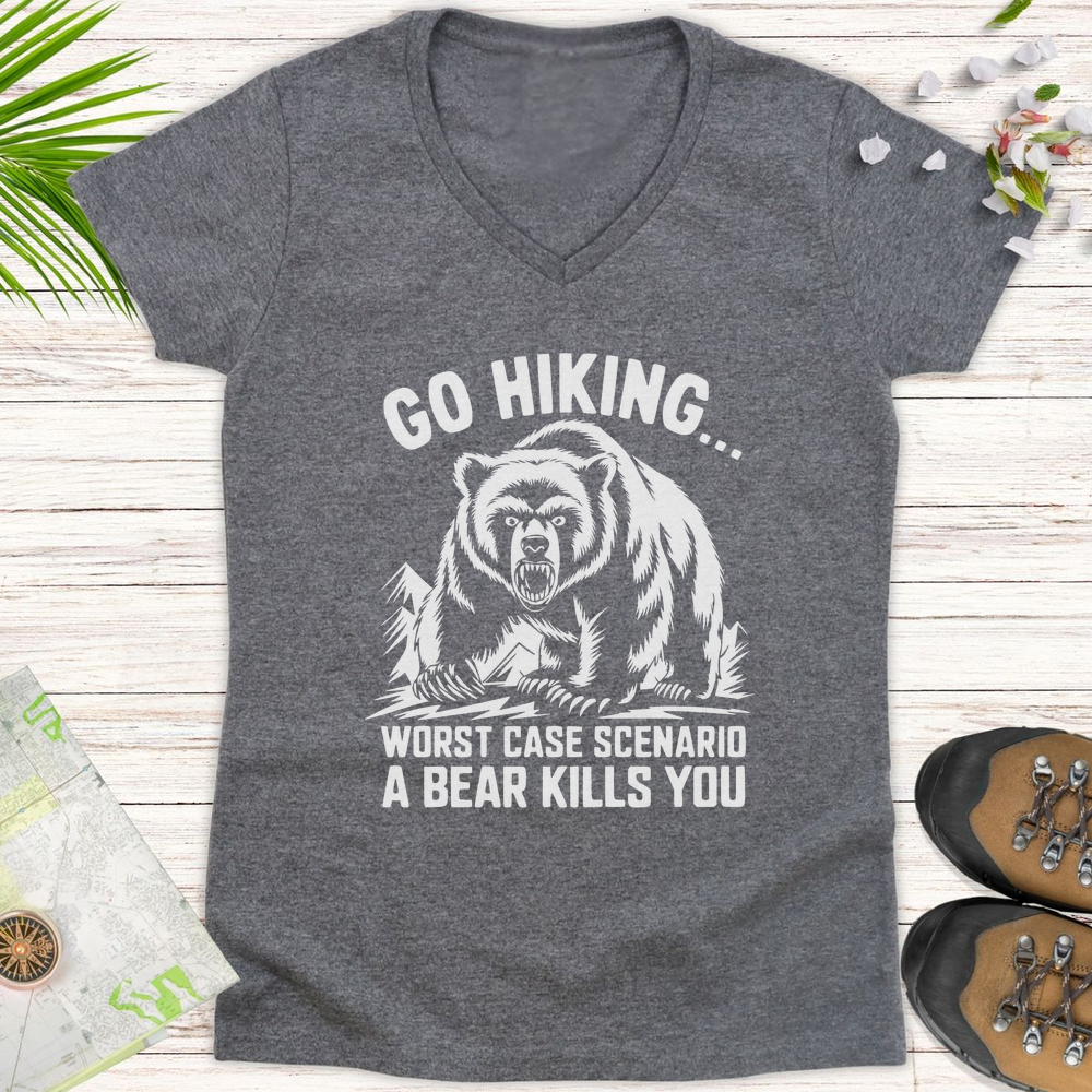 Go Hiking Women's V-Neck T-Shirt - Graphite Heather