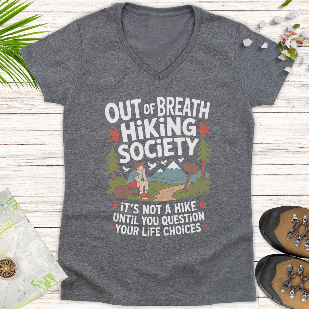 Out Of Breath Life Choices Women's V-Neck T-Shirt - Graphite Heather