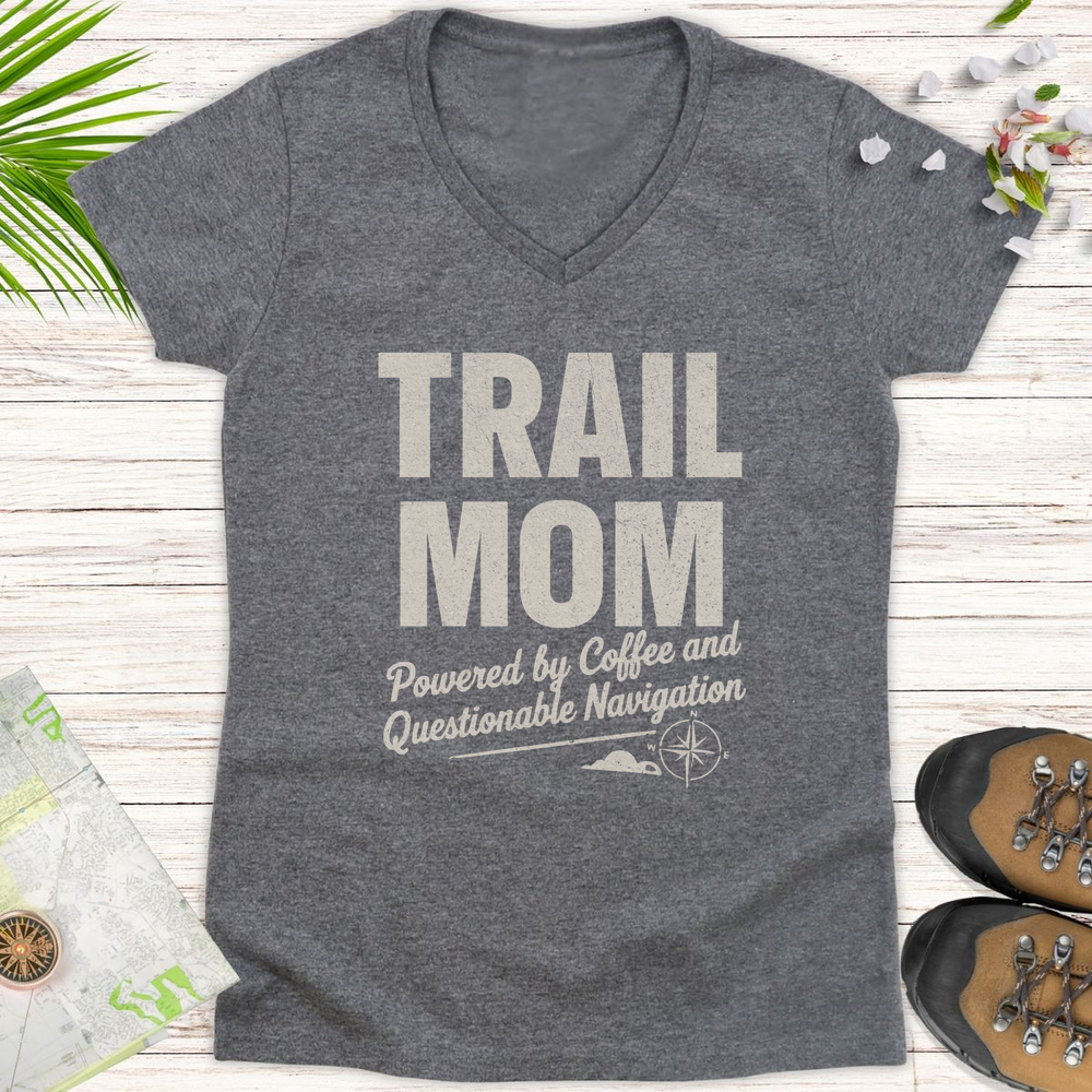 Trail Mom Questionable Navigation Women's V-Neck T-Shirt - Graphite Heather