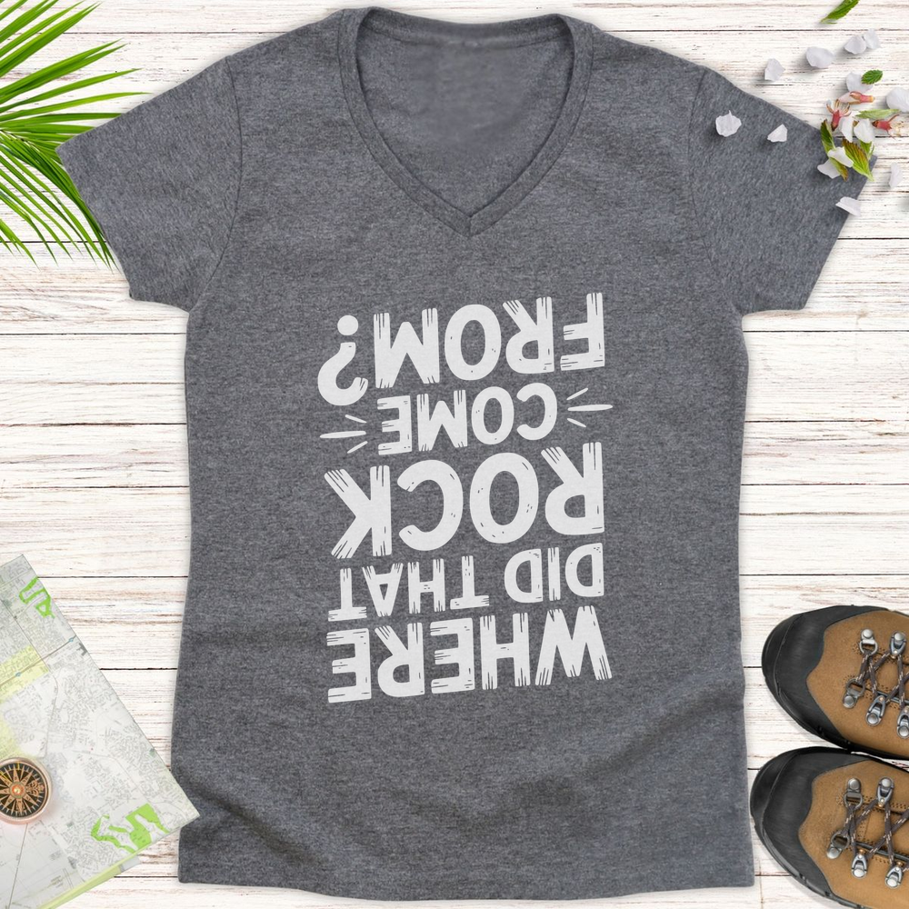 Where Did That Rock Come From Women's V-Neck T-Shirt - Graphite Heather
