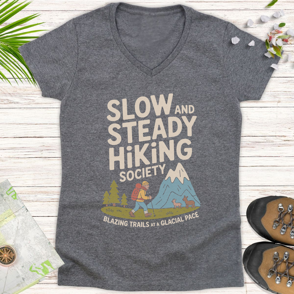 Slow And Steady Women's V-Neck T-Shirt - Graphite Heather