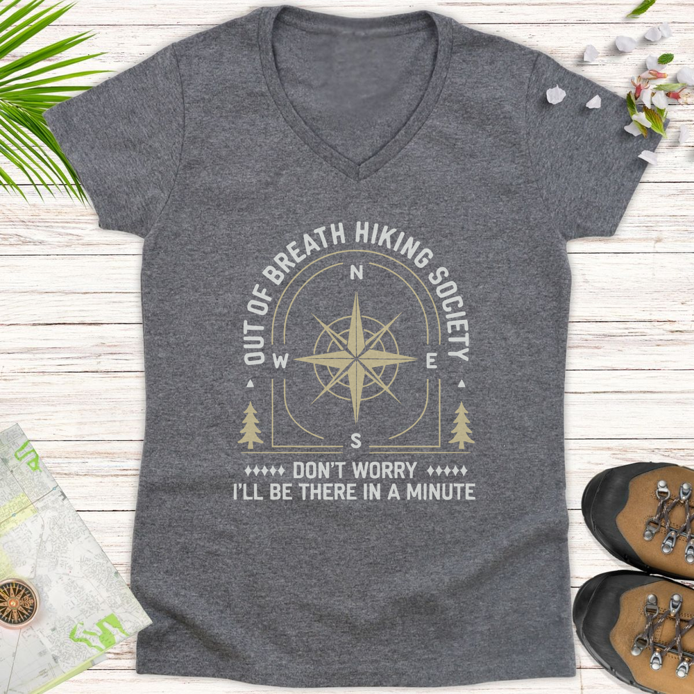 The Out Of Breath Society Women's V-Neck T-Shirt - Graphite Heather