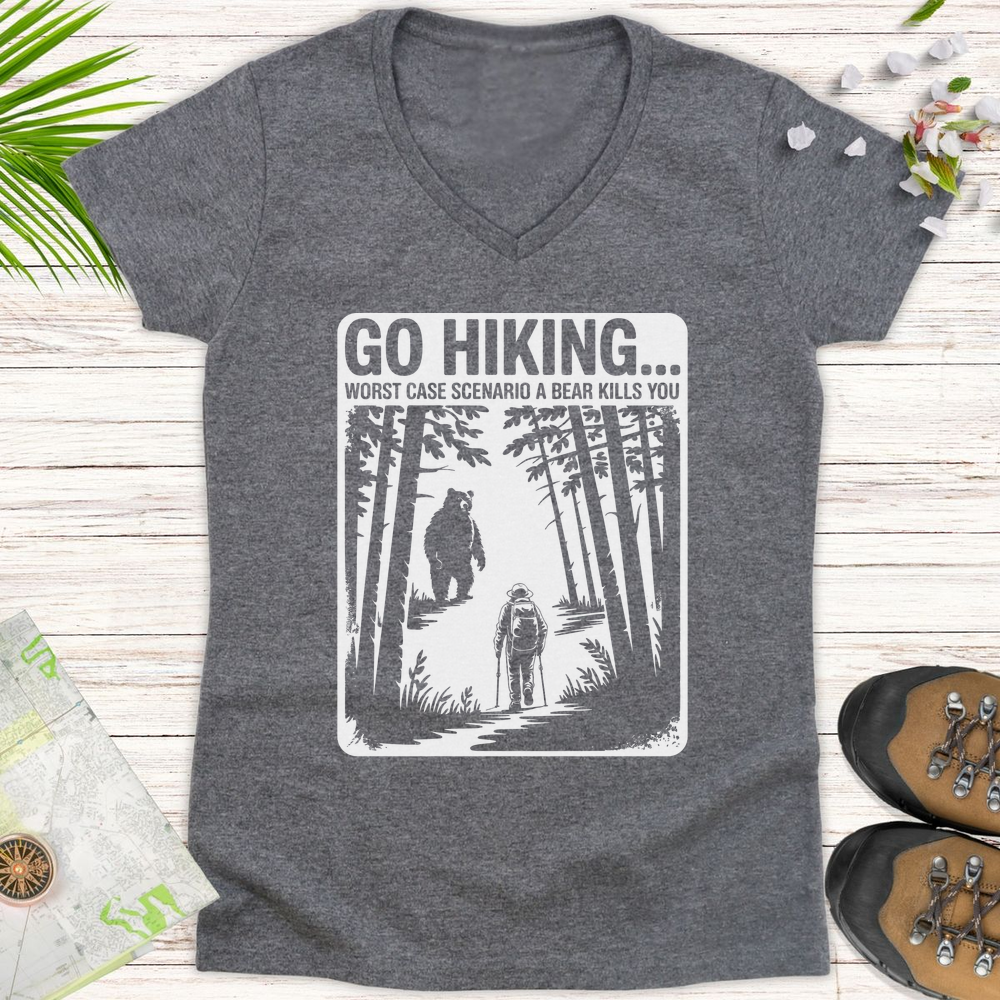 Bear Kills You Women's V-Neck T-Shirt - Graphite Heather