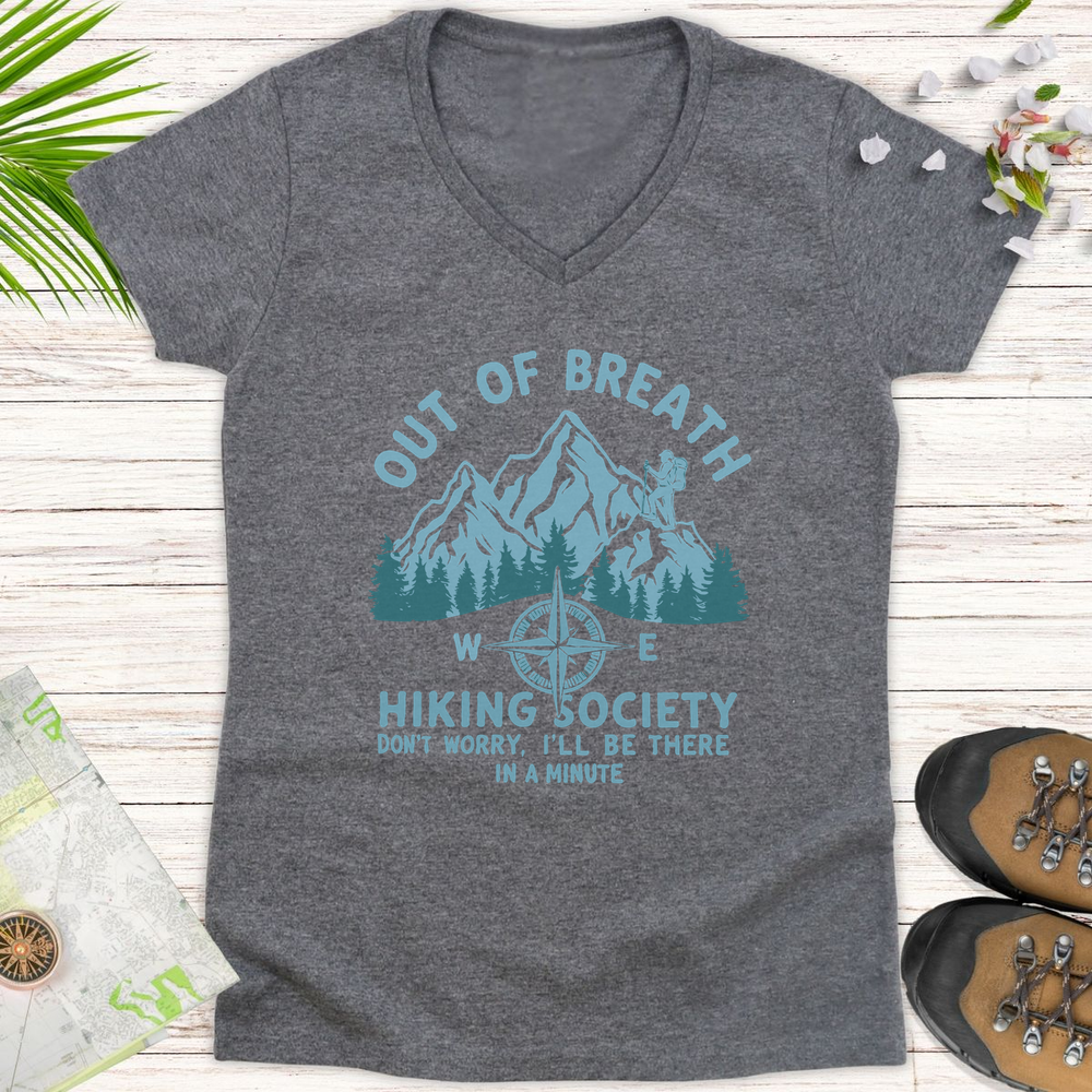 Out Of Breath Hiking Society Women's V-Neck T-Shirt - Graphite Heather
