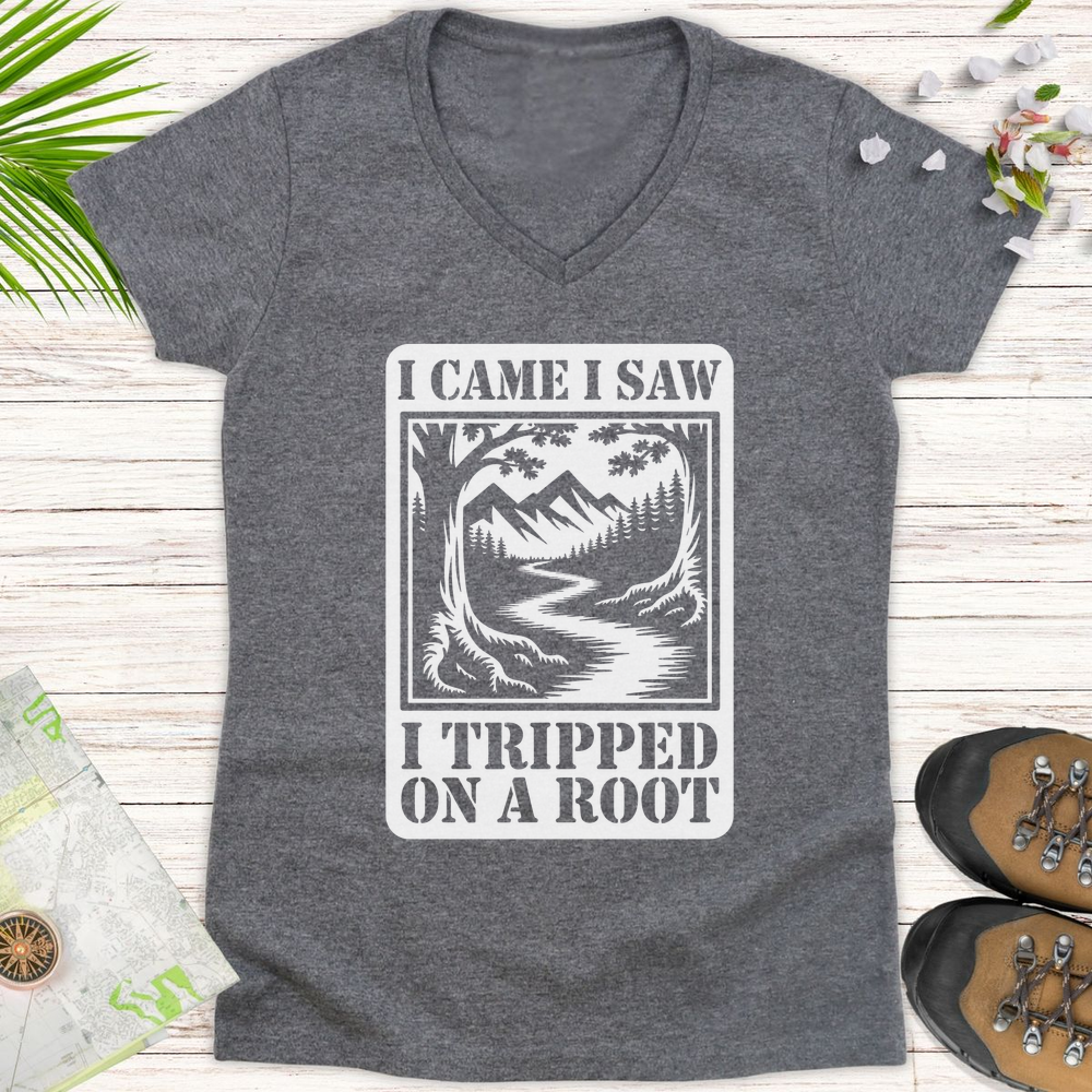 I Came I Saw I Tripped On A Root Women's V-Neck T-Shirt - Graphite Heather