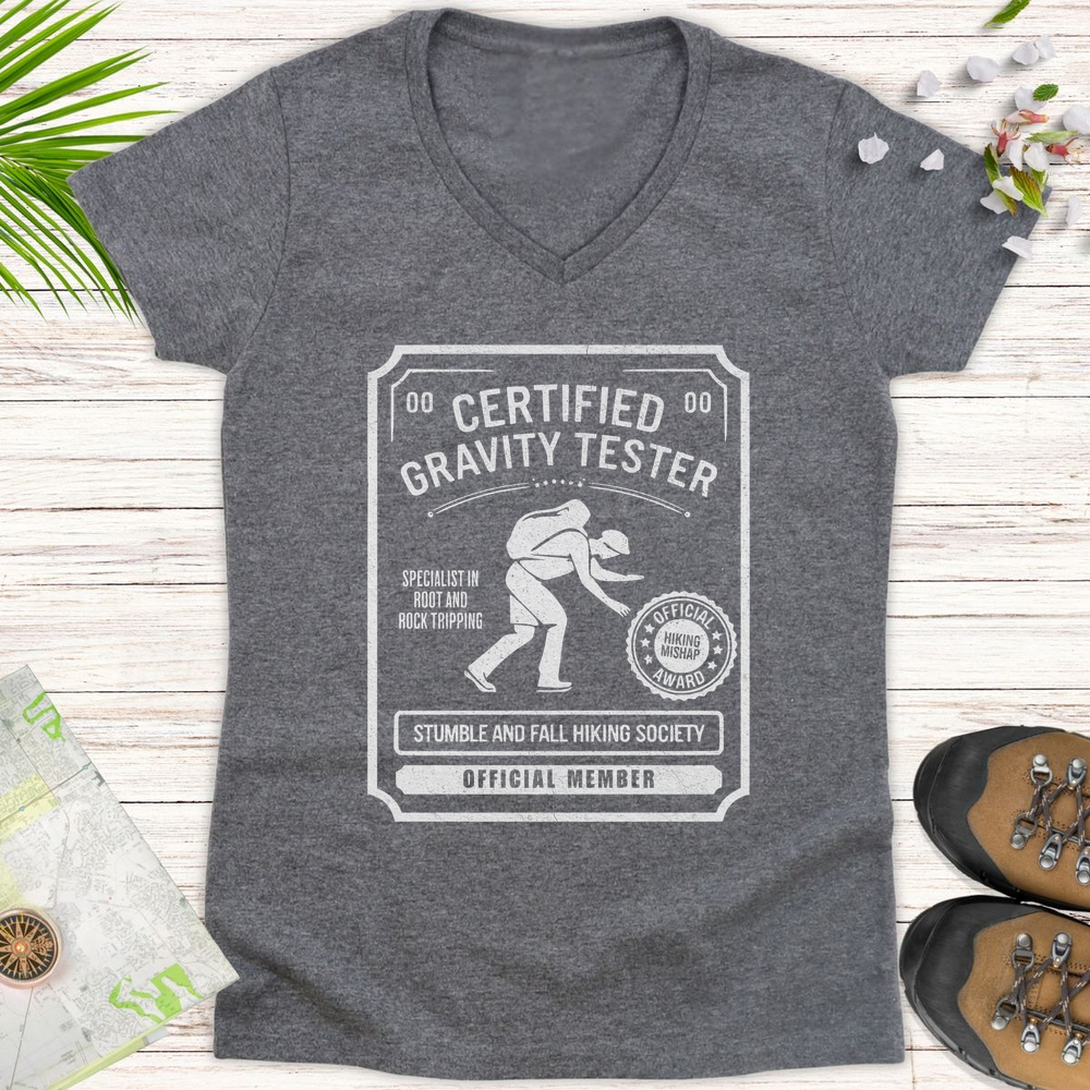 Gravity Tester Women's V-Neck T-Shirt - Graphite Heather
