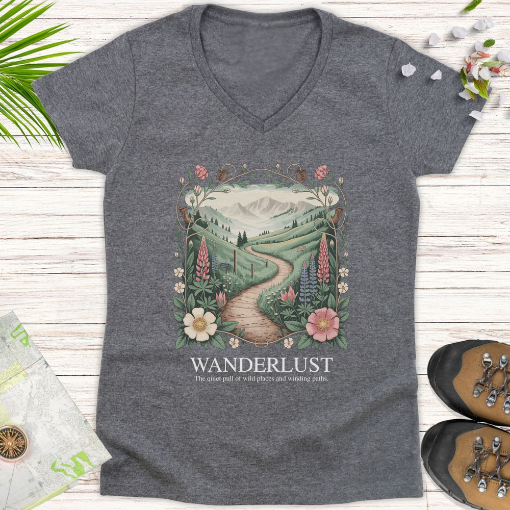 Wanderlust Women's V-Neck T-Shirt - Graphite Heather