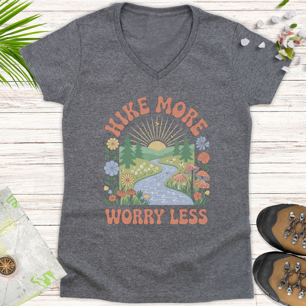 Worry Less Women's V-Neck T-Shirt - Graphite Heather
