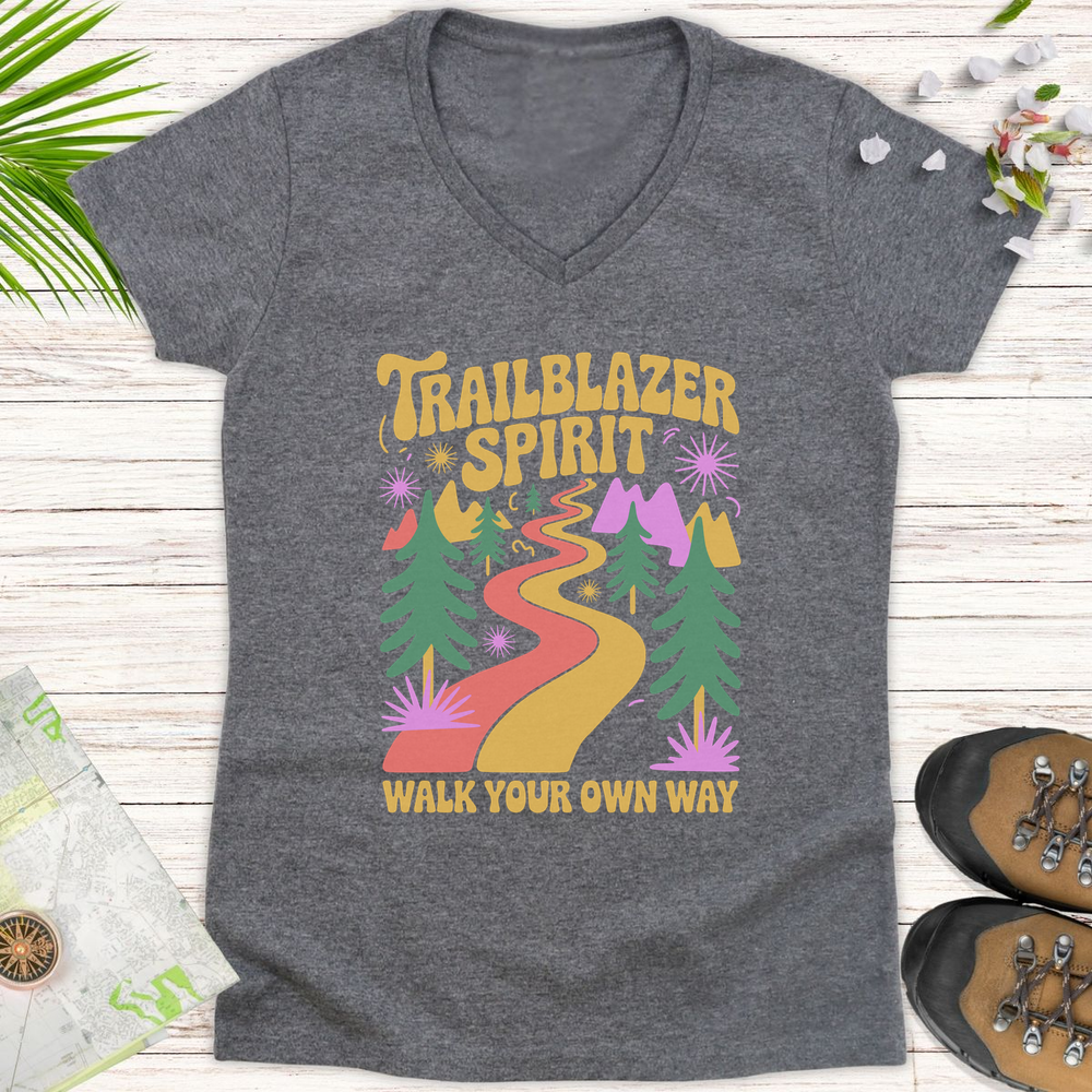 Trailblazer Spirit Women's V-Neck T-Shirt - Graphite Heather
