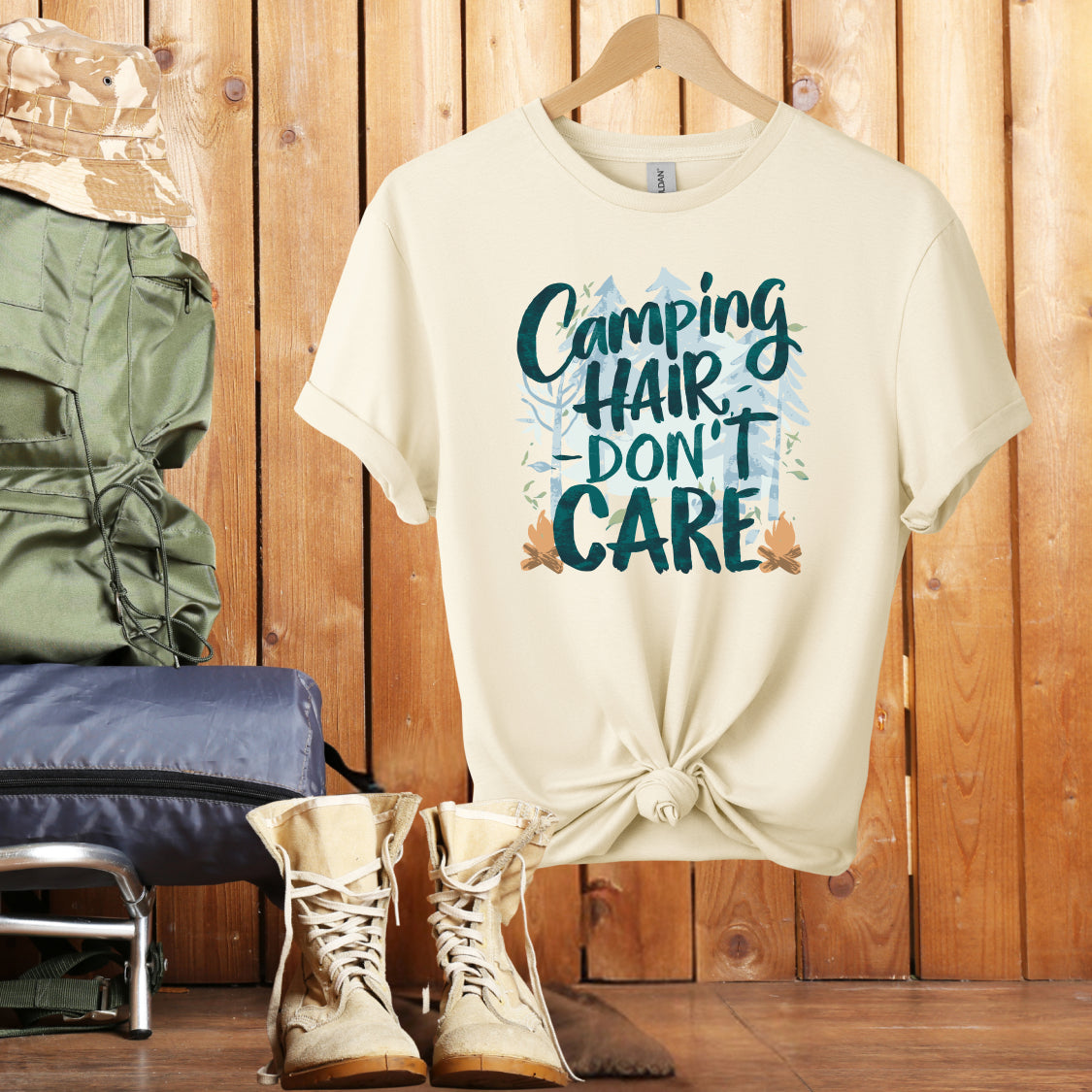 Camping Hair Don't Care Unisex T-Shirt