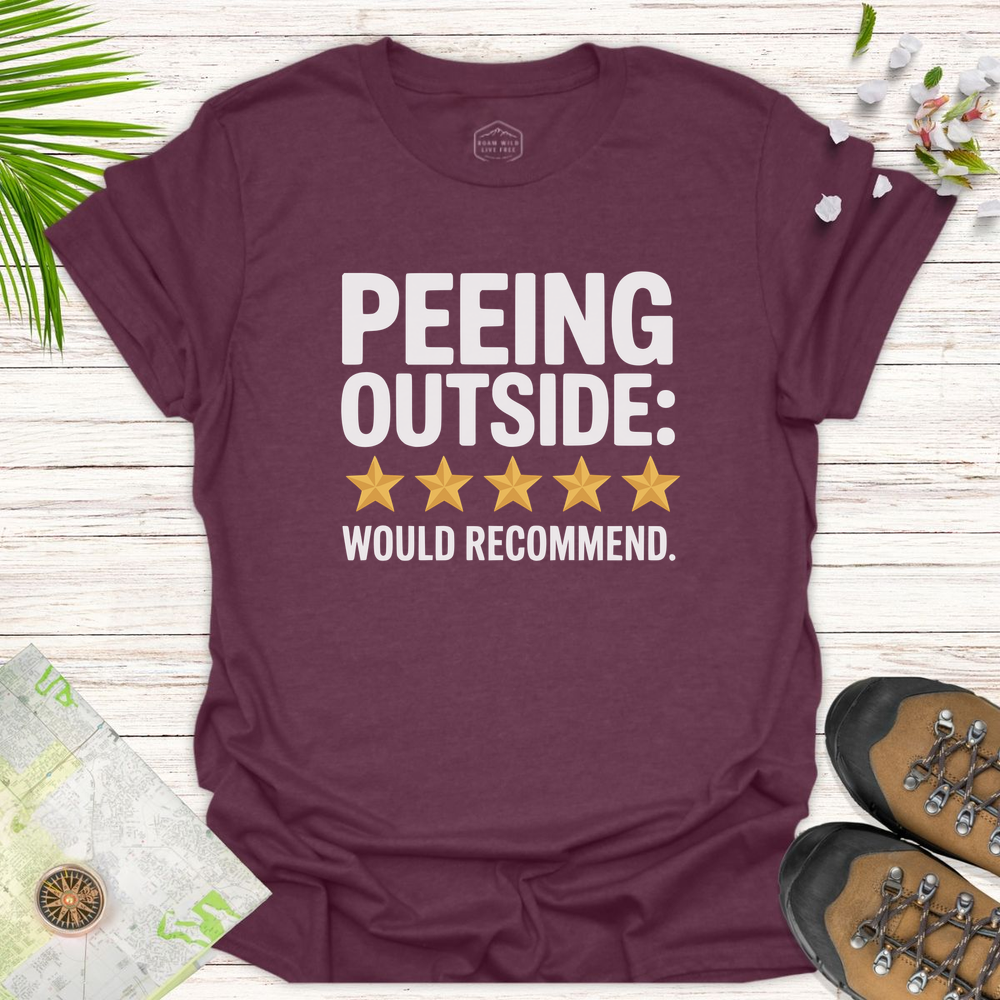 Peeing Outside Review Unisex T-Shirt - Heather Maroon
