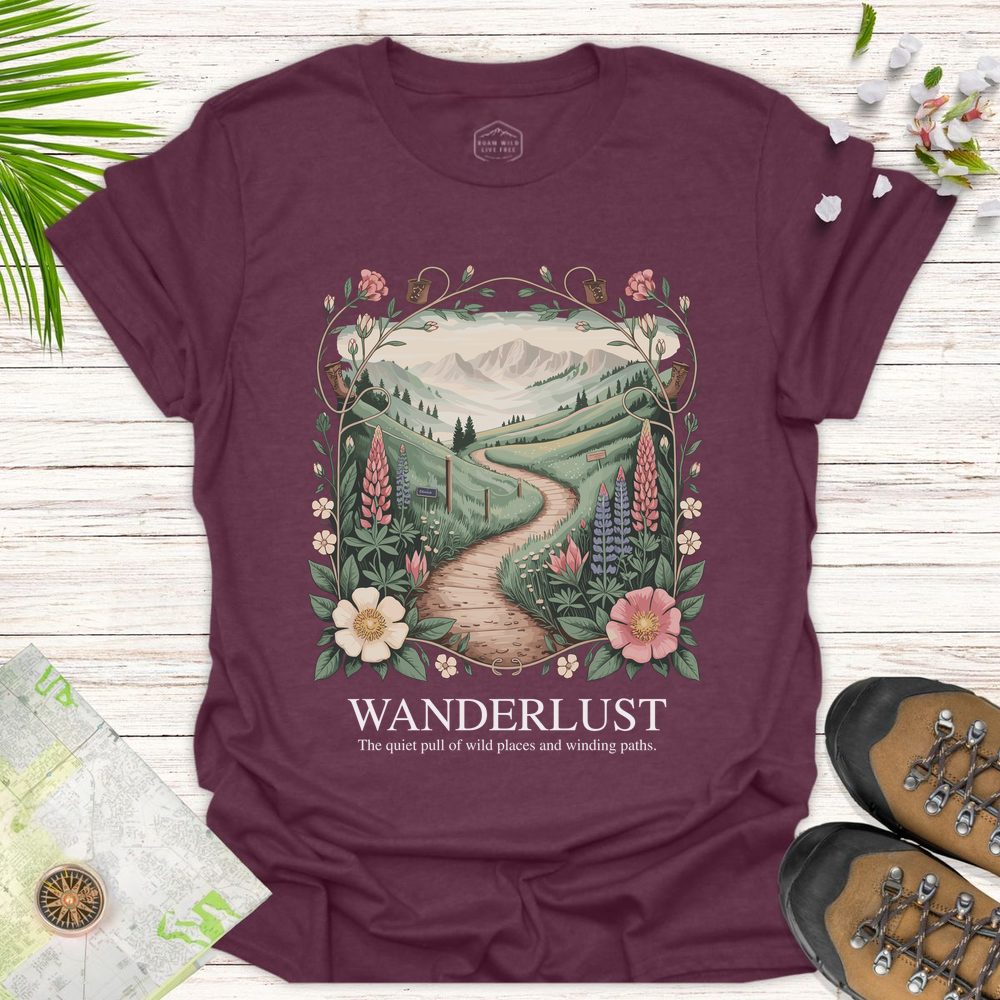 Wanderlust Unisex T-Shirt - Heather Maroon