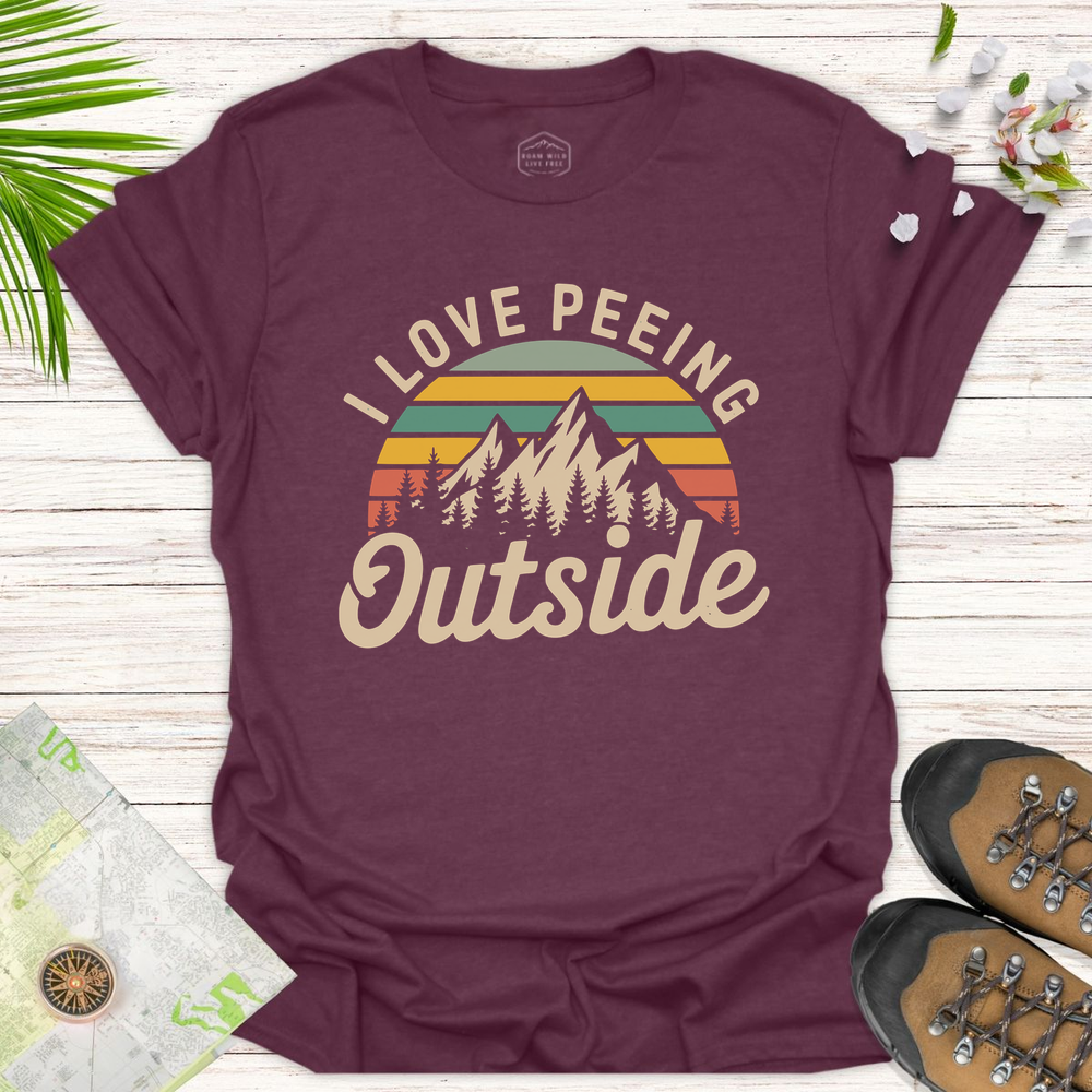 I Love Peeing Outside Unisex T-Shirt - Heather Maroon