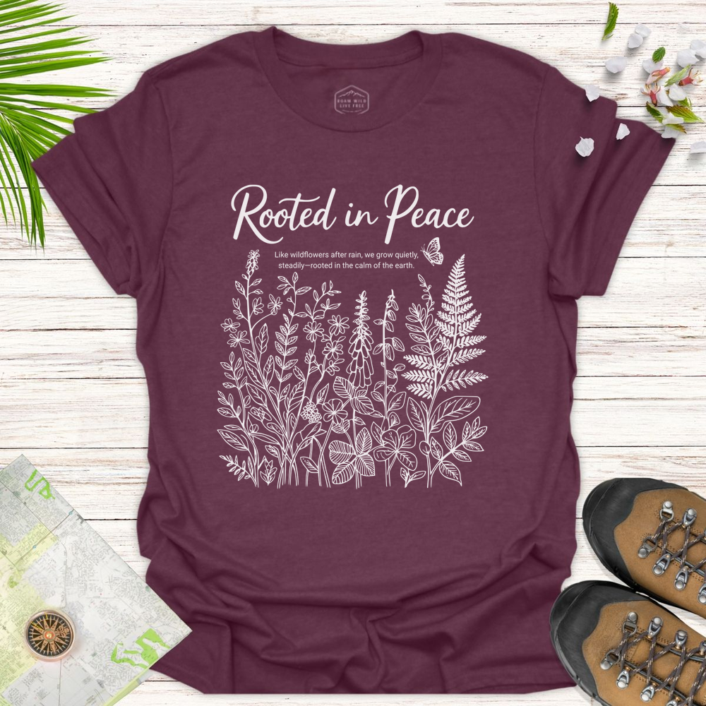 Rooted In Peace Unisex T-Shirt - Heather Maroon