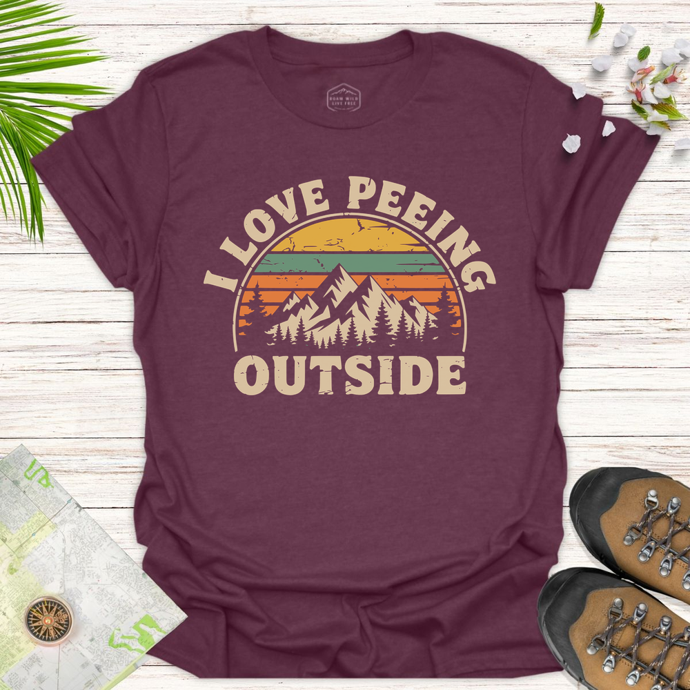 Peeing Outside Unisex T-Shirt - Heather Maroon