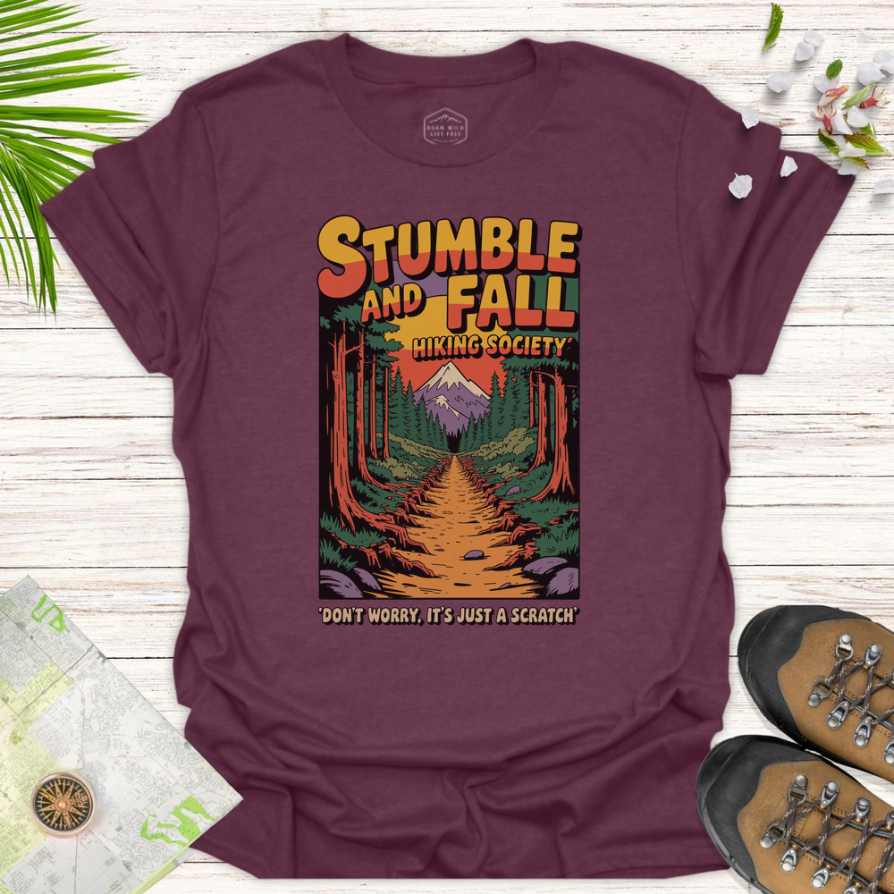Stumble And Fall Retro Unisex T-Shirt - Heather Maroon