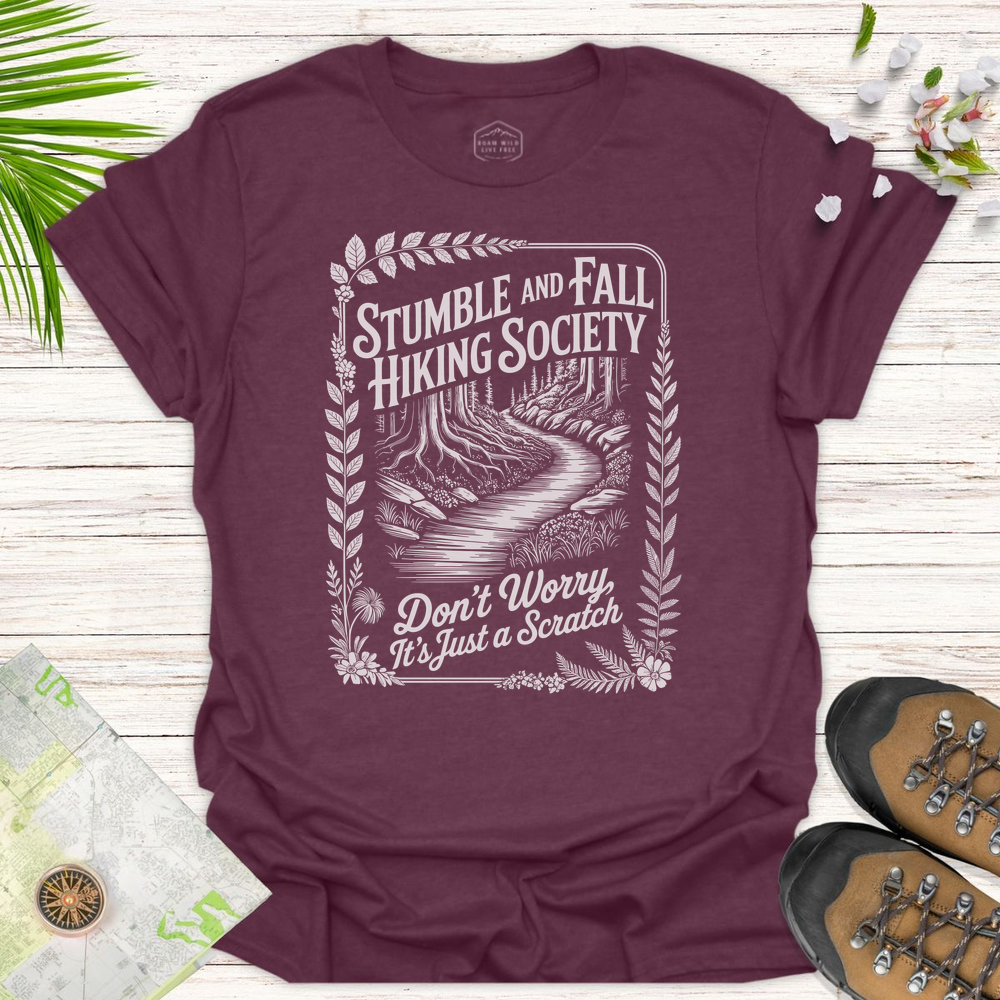 Vintage Stumble And Fall Hiking Society Unisex T-Shirt - Heather Maroon