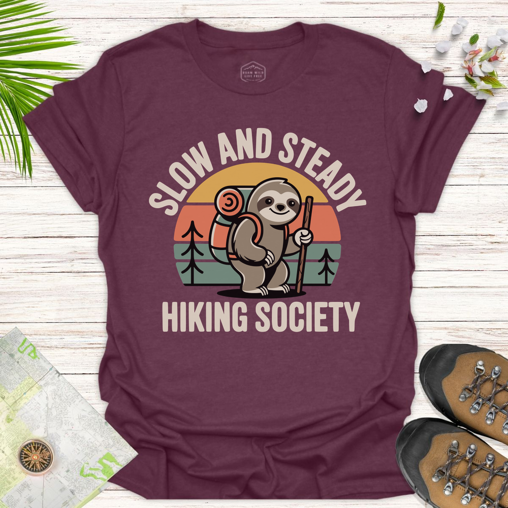 Slow And Steady Sloth Unisex T-Shirt - Heather Maroon