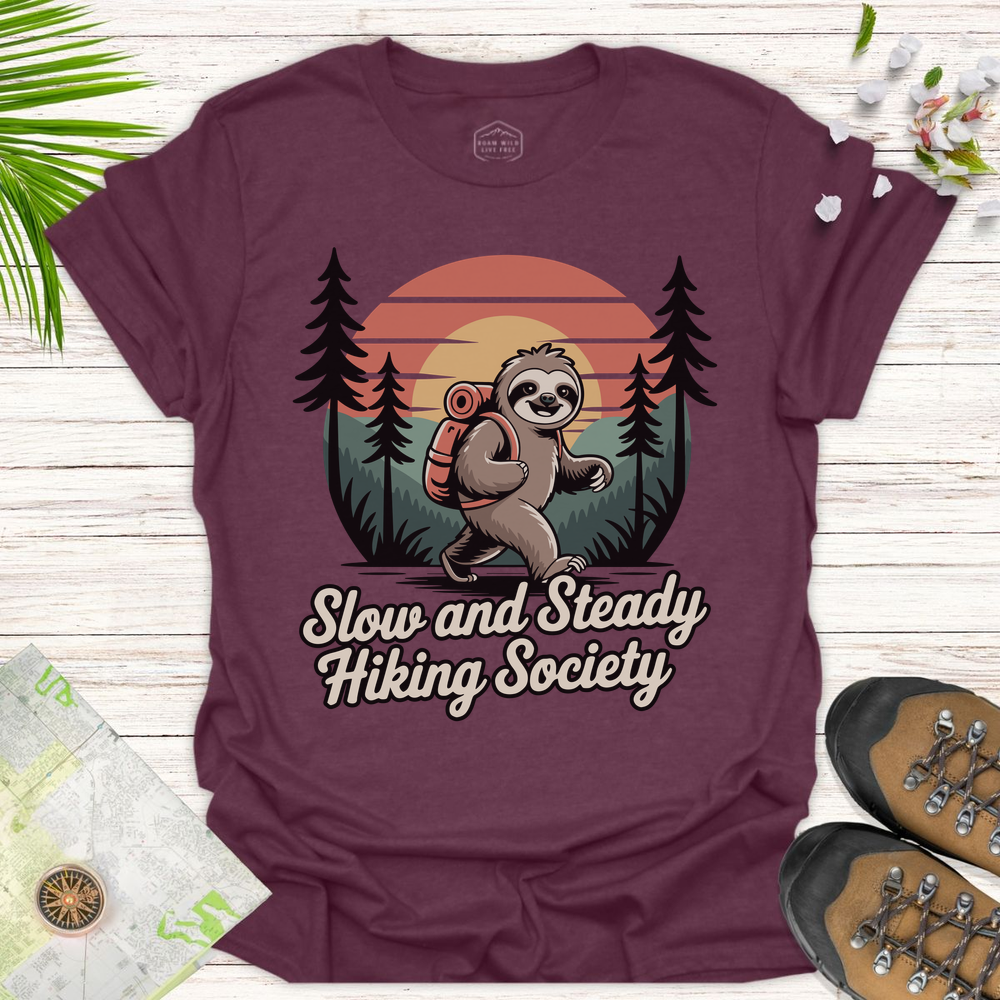 Sloth Slow And Steady Unisex T-Shirt - Heather Maroon