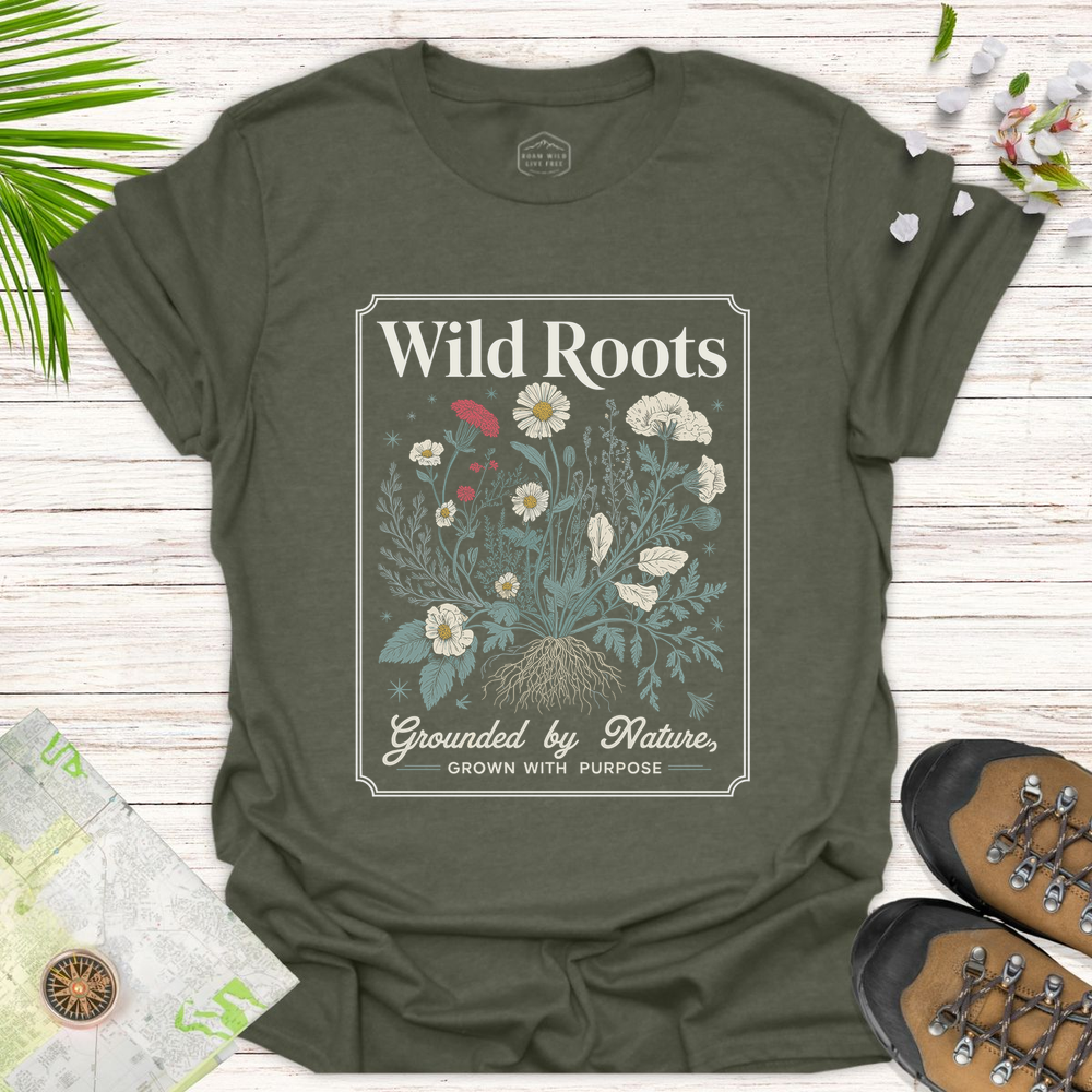Wild Roots Unisex T-Shirt - Heather Military Green