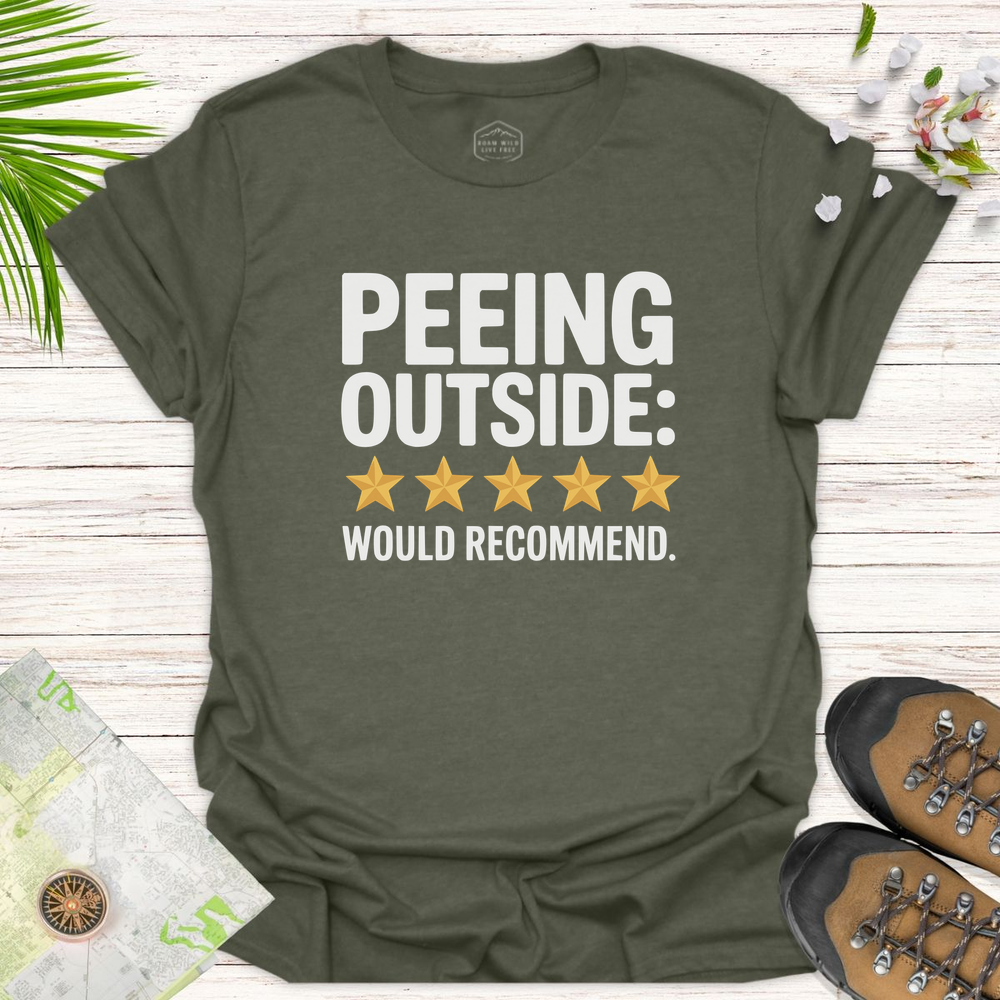 Peeing Outside Review Unisex T-Shirt - Heather Military Green