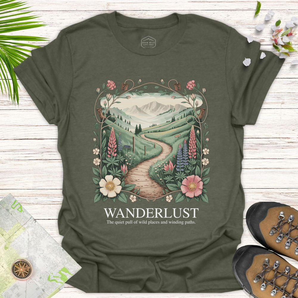Wanderlust Unisex T-Shirt - Heather Military Green