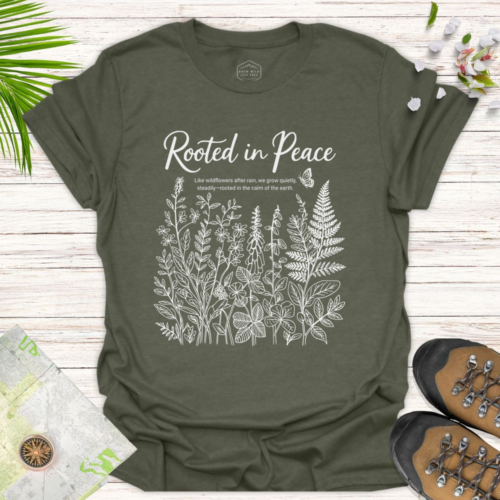 Rooted In Peace Unisex T-Shirt - Heather Military Green