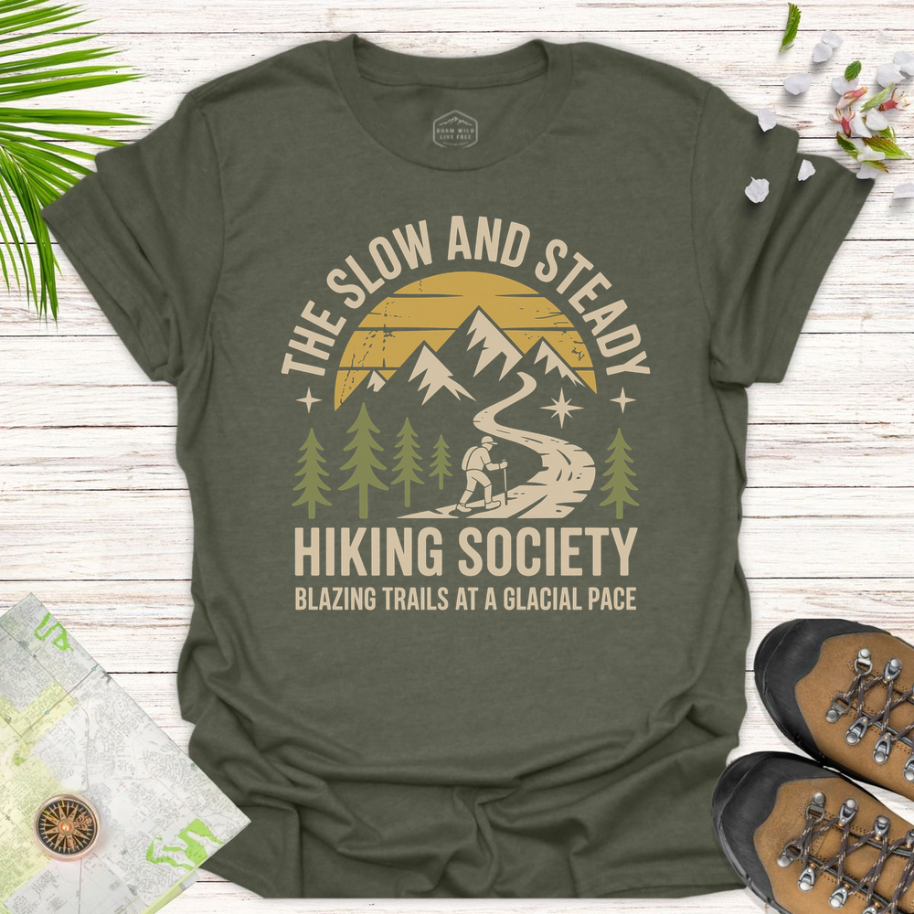 Blazing Trails At A Glacial Pace Unisex T-Shirt - Heather Military Green